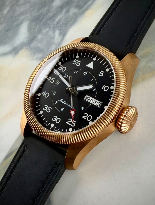 Bronze NH36 Pilot Watch - 39mm Fluted Pilot (Seiko Movement)