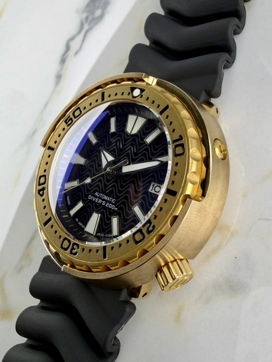 Bronze NH35 Dive Watch - 47mm Tuna with Wave Dial (Seiko Movement)